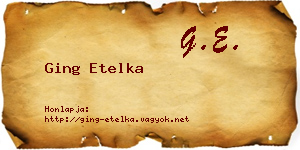 Ging Etelka névjegykártya